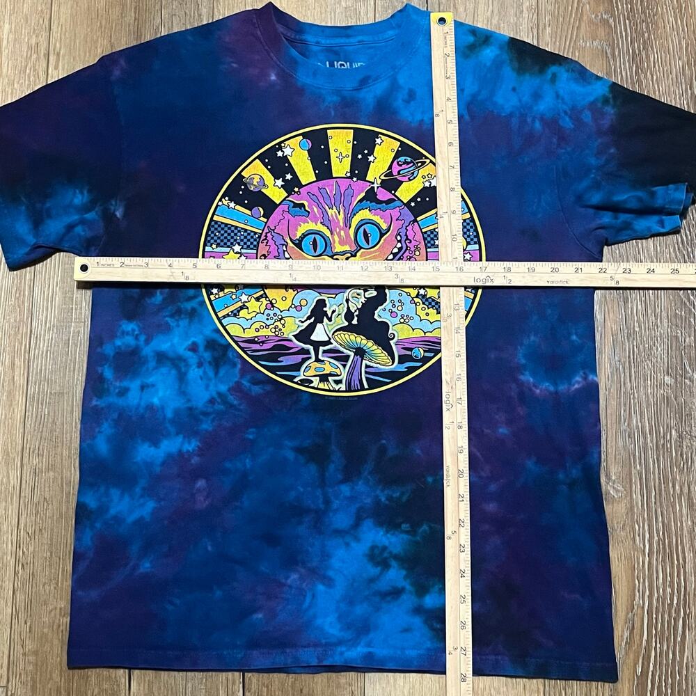 Liquid Blue Shirt Mens L Blue Tie Dye Cheshire Cat Alice Wonderland Psychedelic - Picture 5 of 5